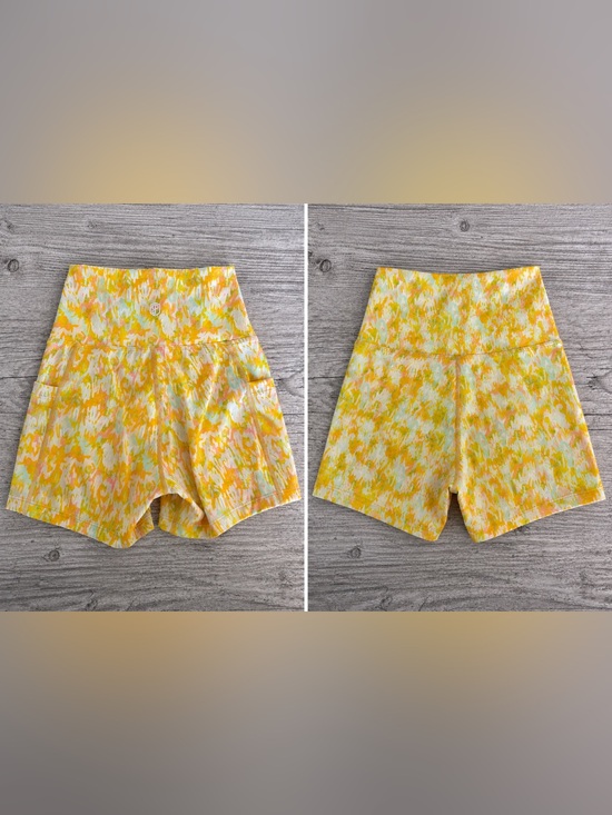 Born Primitive Pants - Born Primitive Women’s Small Athletic Biker Shorts Yellow Abstract Print Pockets